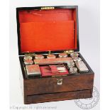 A 19th century walnut dressing table box,