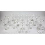 A 20th century cut glass part suite of drinking glasses comprising; ten wine glasses,