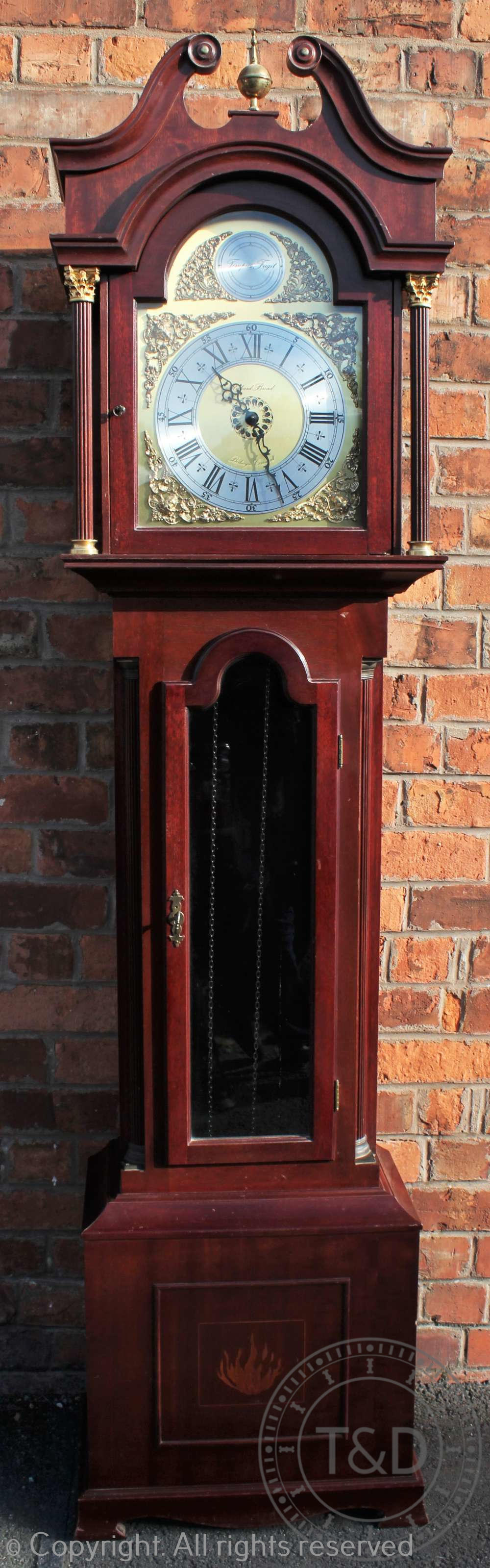 A modern mahogany longcase clock,