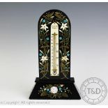 A Victorian Derbyshire pietra dura desk thermometer ,