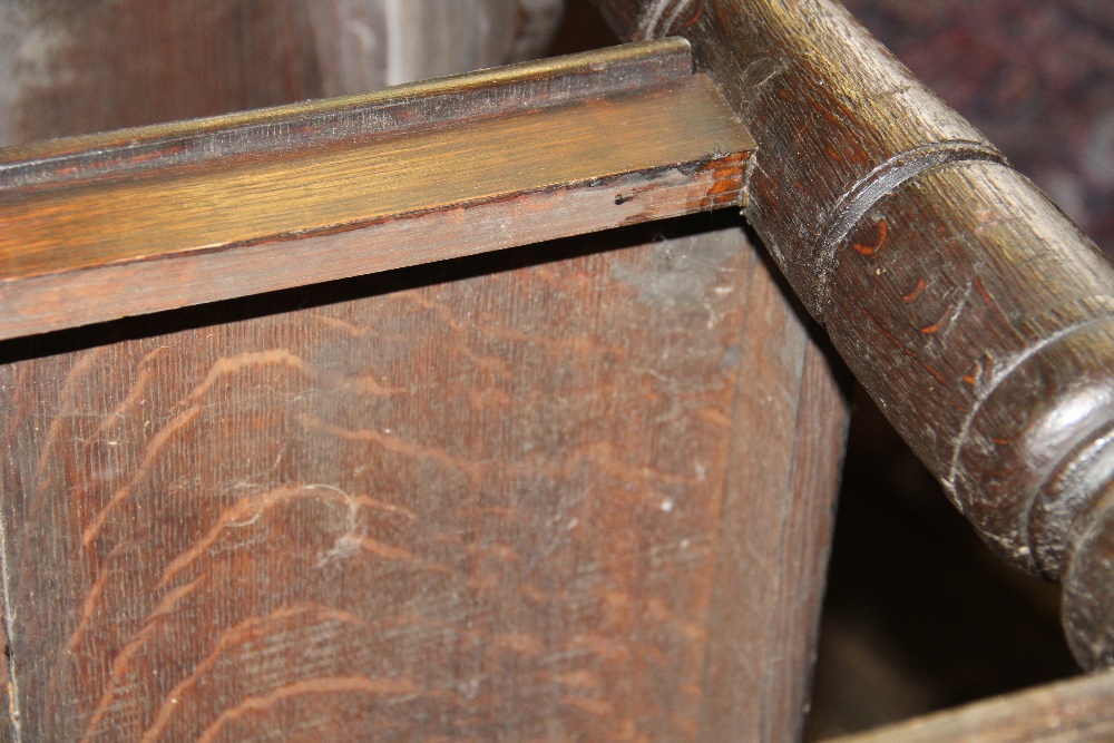 An 18th century and later oak three tier table, with side drawer, on turned legs, - Image 16 of 21