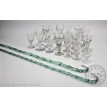 A selection of 19th century and later glasses to include oval facet cut port glasses,