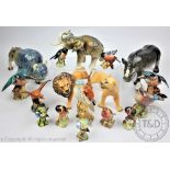 A selection of Beswick birds and wild animals to include two Kingfishers, a kestrel ,