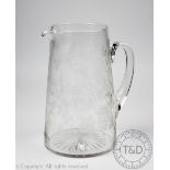 An unusual Victorian documentary glass water jug/ewer,