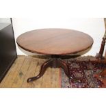 A George III mahogany circular occasional table, on tripod base and pad feet, 51cm H x 90cm W,