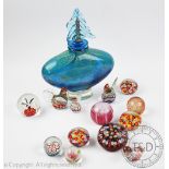 A collection of decorative glassware,