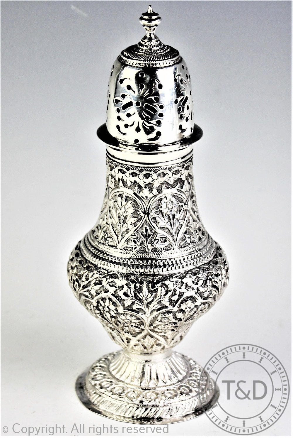 A Indian silver sugar caster, 19th century,