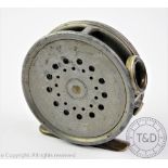 A Hardy Perfect Fishing Fly Reel, 3" reel with brass foot and rim tension adjuster,