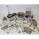 A selection of 19th century and later silver plated wares, to include a dish cross,