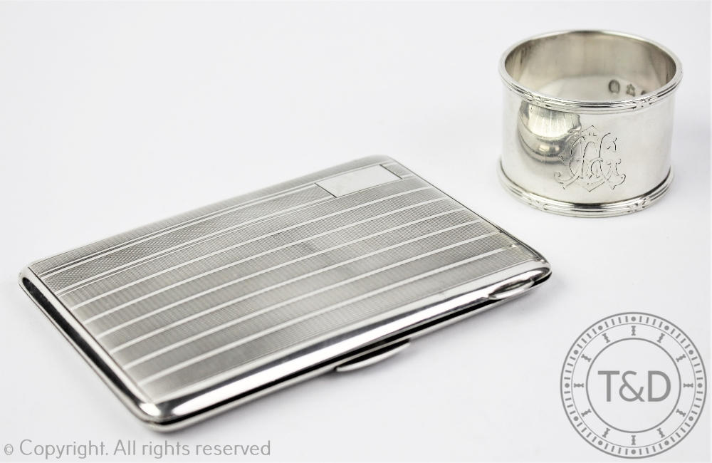 A silver cigarette case, London Assay Office, London 1950,