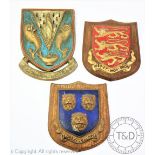 Three Arms plaster wall plaques each of shield shape and titled 'Floreat Salopia',