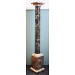 A late Victorian marble torchere / jardiniere stand, in three different colour marbles,