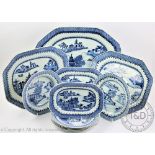 A Chinese porcelain late 18th century blue and white part dinner service comprising;