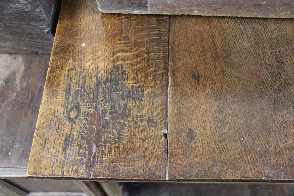 An 18th century and later oak three tier table, with side drawer, on turned legs, - Image 5 of 21