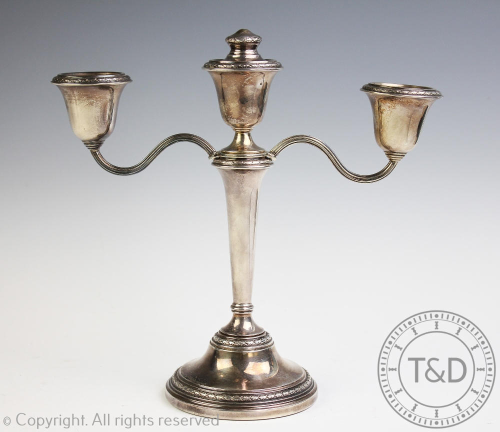 A silver candelabra, Adie Brothers Ltd, Birmingham 1961,