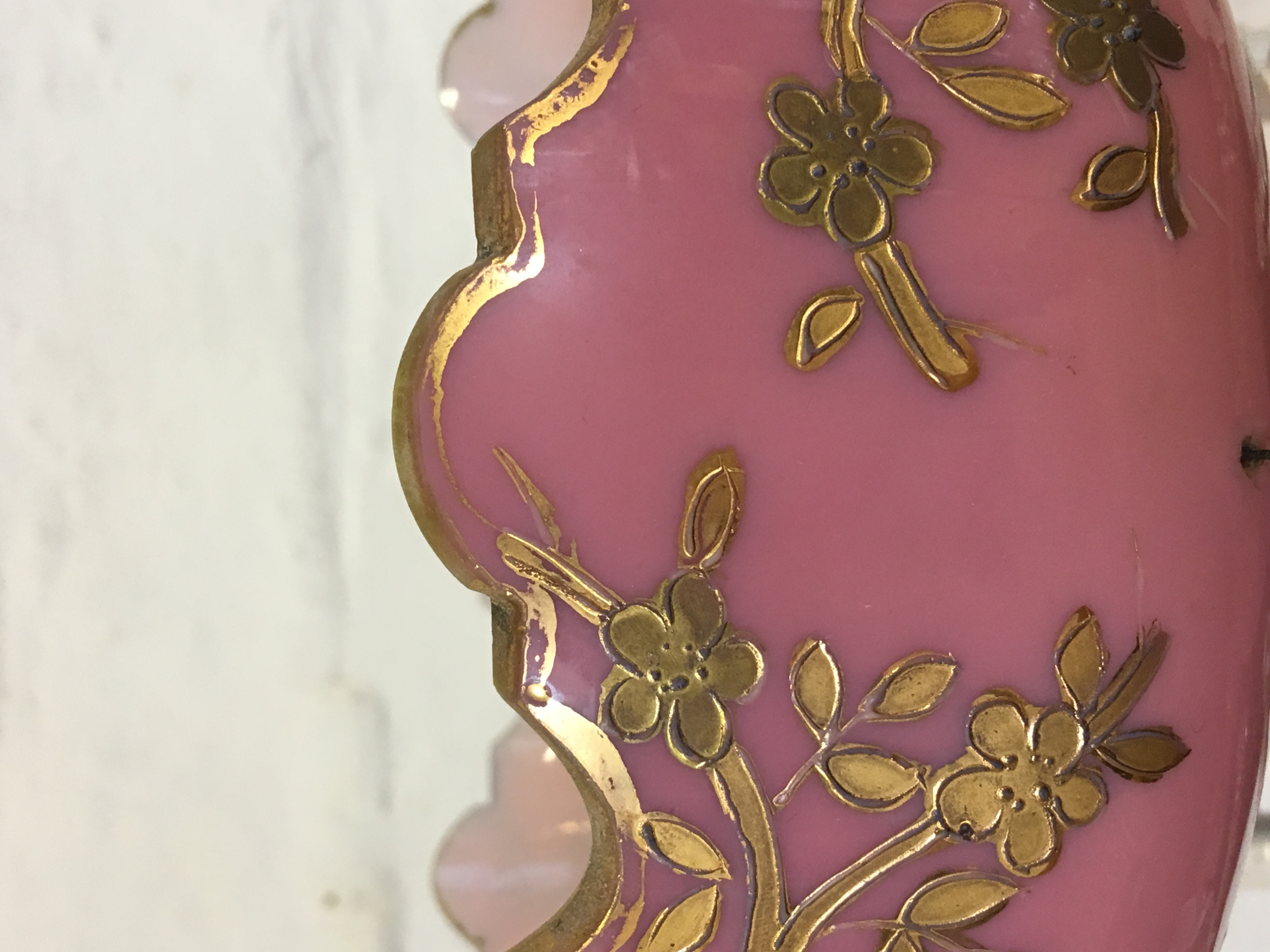 A pair of late Victorian pink opaline glass lustres, - Image 11 of 12