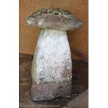 A 19th century staddle stone, with mushroom cap,