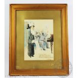 J Antwis, Watercolour caricature, 'Go Vover Gi Vover', Signed, 32cm x 23cm, Framed and glazed,