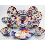 A collection of 20th century Japanese Imari porcelain, comprising two koro and covers, 17.