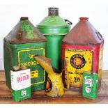 A selection of vintage oil cans and ewers, to include a BP Tractor oil canister,