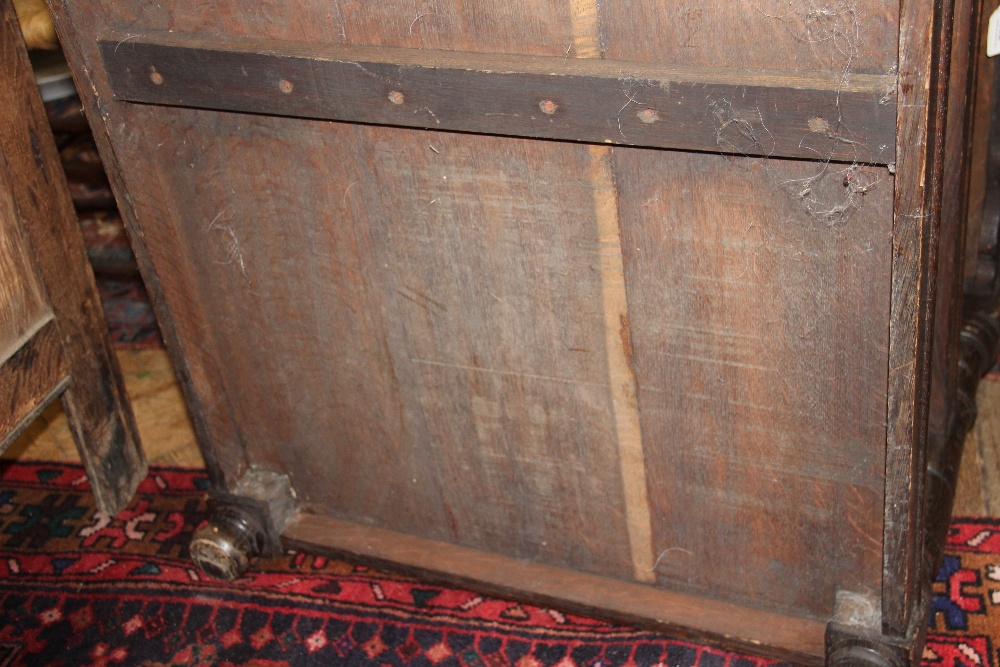 An 18th century and later oak three tier table, with side drawer, on turned legs, - Image 18 of 21