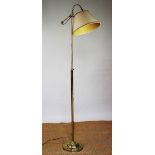 A brass standard lamp, with circular base, with two wall mirrors, a dressing table mirror,
