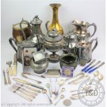 An assortment of silver plated wares to include a Victorian and later teapot and coffee pots and a