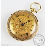 A Victorian 18ct yellow gold open face pocket watch,