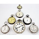 Five assorted silver cased, open face pocket watches,