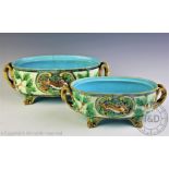 Two Minton majolica oval game pie dishes,