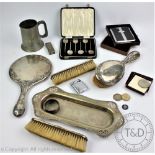 A set of six silver coffee bean knop tea spoons, a Ronson lighter, a Dunhill lighter,