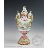 A German porcelain vase and cover, 19th century,