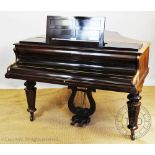 A 19th century John Broadwood and Sons rosewood baby grand piano, with gilt metal frame,