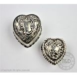 A silver heart shaped box and cover, William Comyns & Sons, London 1888,