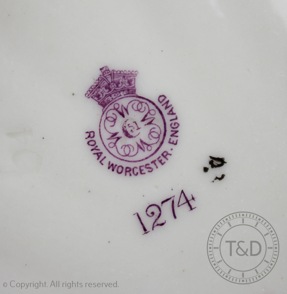 A Royal Worcester porcelain Blush Ivory shell shaped bowl, shape No. - Image 3 of 3