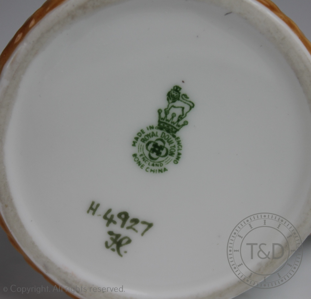 A Royal Doulton H4927 Hunting teacup and saucer, modelled in relief with a fox and riding crop, - Image 3 of 3