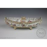 A French 19th century La Courtille centre bowl the lozenge shaped with reticulated rim,