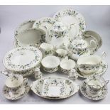 A Royal Albert Brigadoon pattern part tea, coffee and dinner service comprising; twelve teacups,