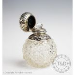 An Edwardian silver mounted cut glass scent bottle, Arthur Willmore Pennington, Birmingham 1902,