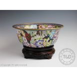 A 20th century Chinese cloisonne enamel bowl, decorated inside and out with flowers, 31cm diam,