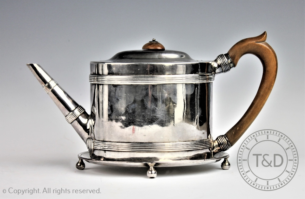 A George III silver teapot and stand, Henry Green, London 1787,