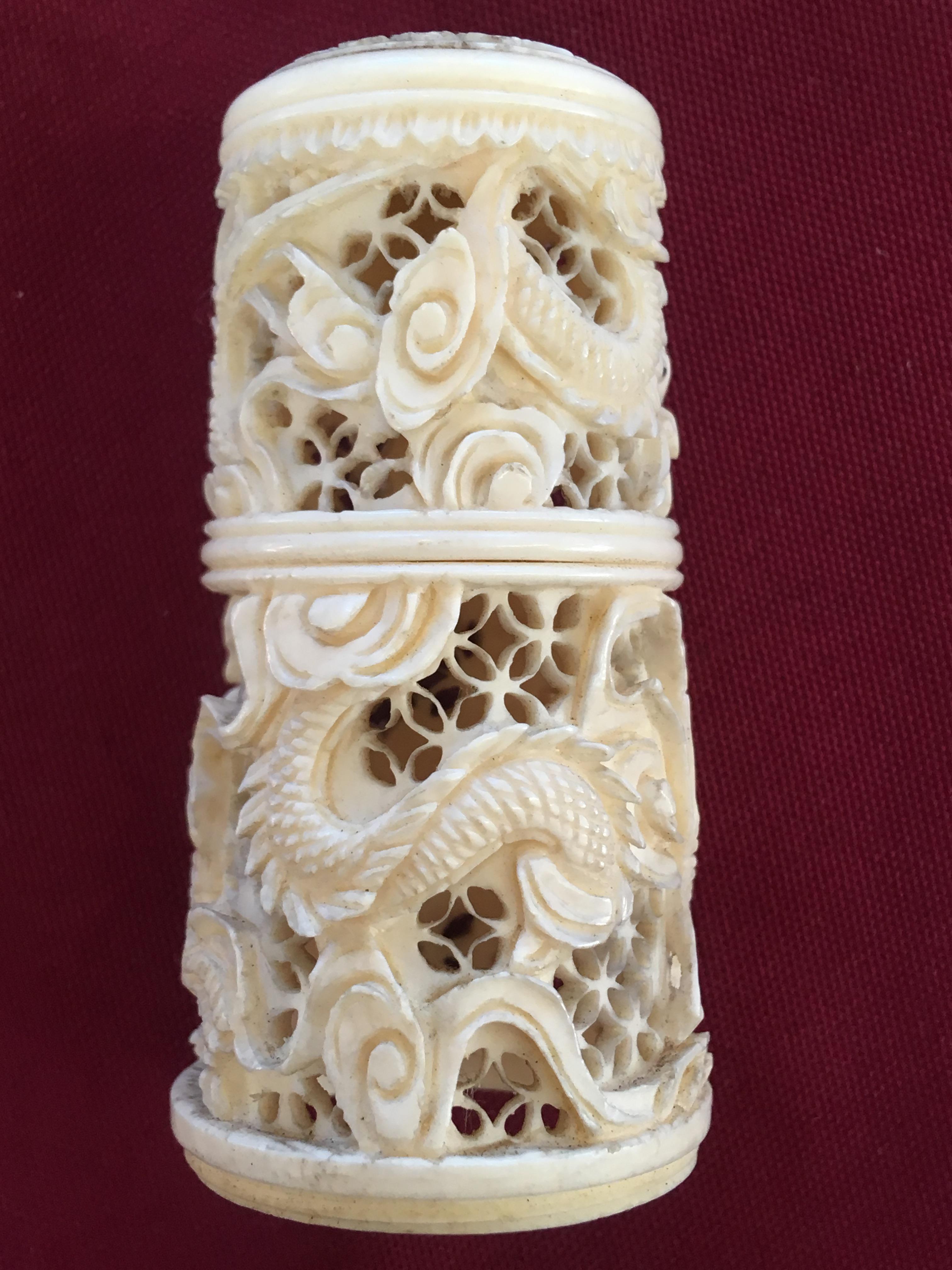 A late 19th century Chinese Canton carved ivory puzzle ball and stand, - Image 6 of 11