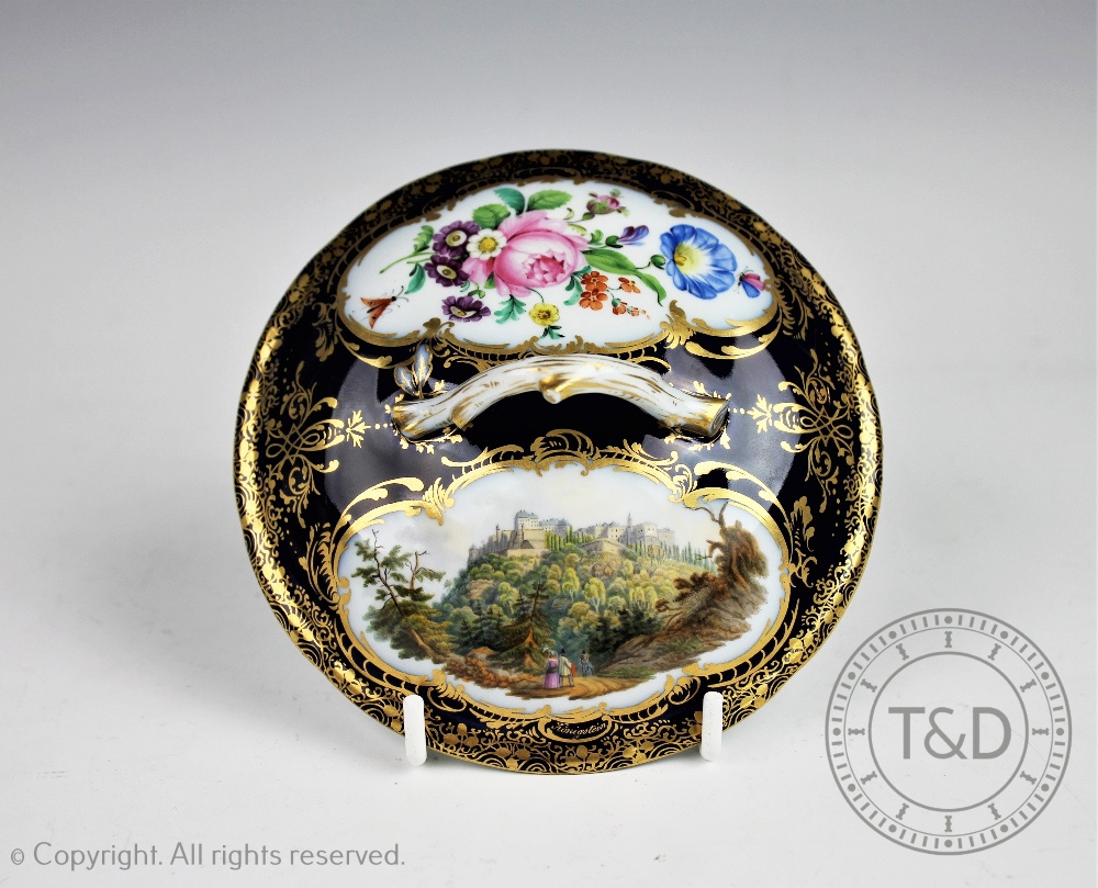 A 19th century Meissen porcelain sucrier cover,