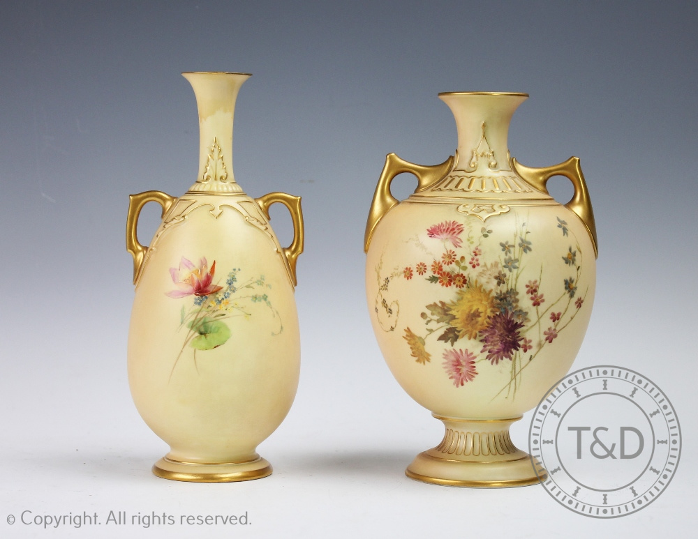 A Royal Worcester porcelain Blush Ivory vase, shape No.1766, date code for 1895, RdNo.