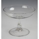 A 19th century glass patch stand, with engraved foot, 12cm H,
