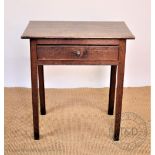 A late George III oak low boy, with drawer, on chamfered and moulded legs,