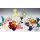 A selection of glassware to include an Art Nouveau Stevens & Williams iridescent vase, 9cm high,
