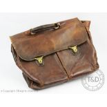 A 'The Bridge' tan leather satchel, with double pocket front,