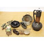 A collection of 19th century later kitchenalia and other items, to include a herb chopper,
