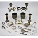 A collection of assorted silver items to include a silver cigarette box, Charles Boyton & Son Ltd,